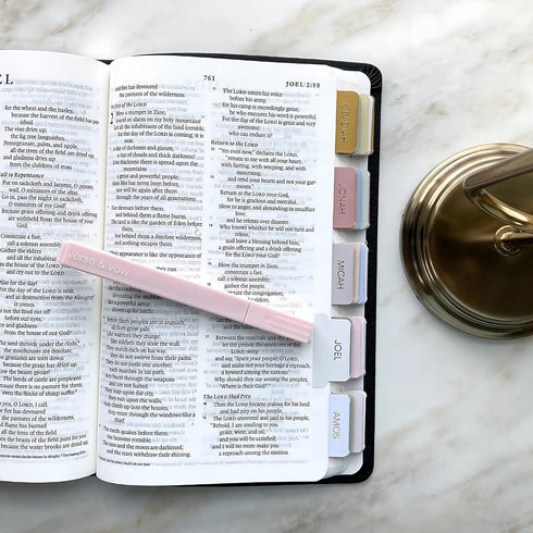 Verse & Vow 66 24 Bible Tabs, Coastal Crush - Tabs + Blanks, Laminated Gold Embossed, Durable & Elegant Bible