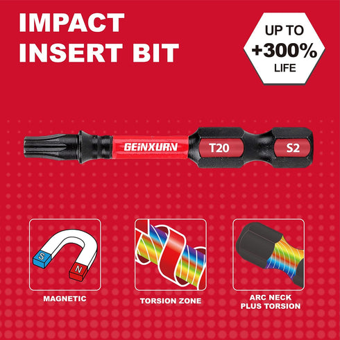 30 Pieces T20 2 In. Impact Tough Magnetic #20 Torx Head Power Bits, S2 Alloy Steel Screwdriver Bits Set