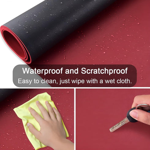 CCOCC 35x17in Dual-Sided Desk Pad Large Waterproof PU Leather Desk Mat Mouse Pad Keyboard Mat Black