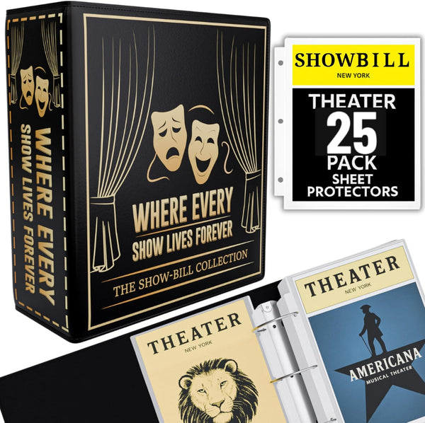 Broadway Playbill Binder with sleeves, Playbill Theater Holder & Showbill binder Organizer