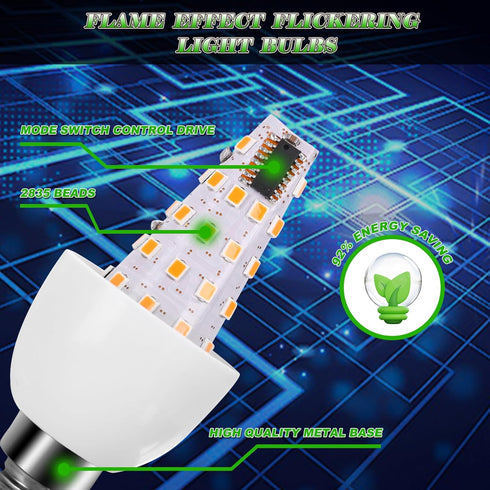 Kakolvan E12 Bulbs 3 Bulbs 6 Pack) LED Flickering Candelabra Flame Effect Light - Modes Flicker Chandelier Candle Fire