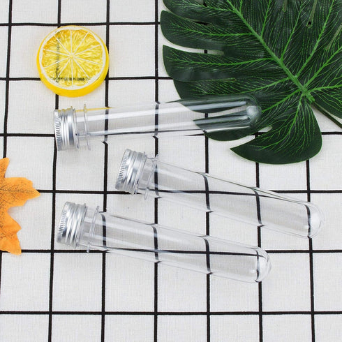 Acrux7 60 Pack Plastic Test Tubes, 45 ML Clear Test Tubes with Screw Caps for Bath Salts, Candy Storage, Scientific