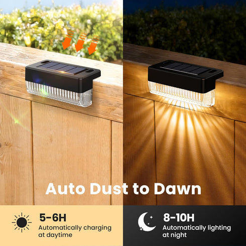 16 Packs, Solar Deck Lights Outdoor Solar Powered LED Step Lights Waterproof Outdoor for Deck, Step, Fence, Wall