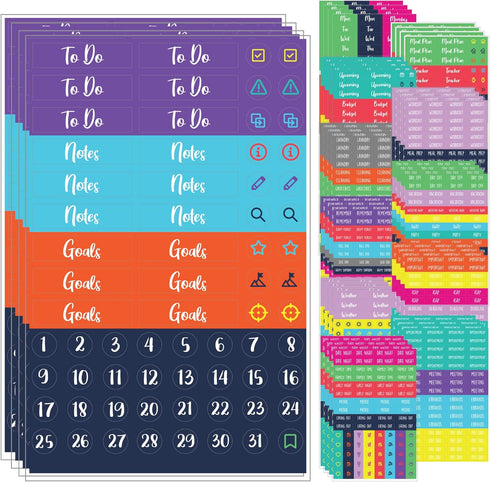 Practical Planner Stickers Value Pack, 48 Sheets, 6 Months of Aesthetic Agenda Stickers for Weekly Planner