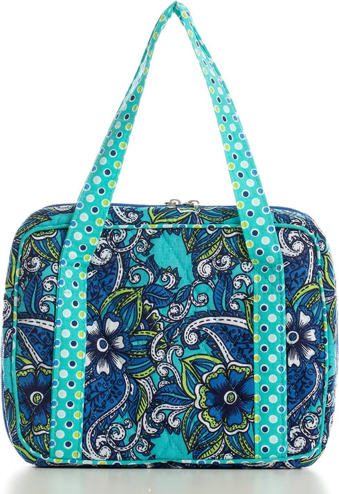 DIWI Large Quilted Bible Cover 10 X 7 X 2.75 Inches Blue Tote Good Book Case (L, C2 Morning Glory)