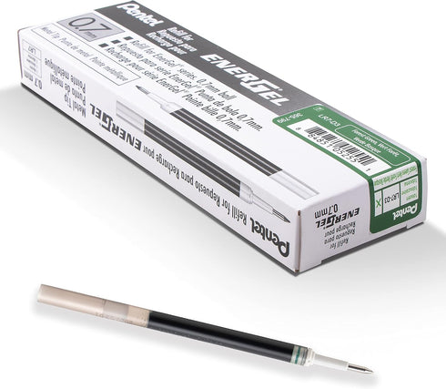 Pentel Refill Ink for EnerGel Gel Pen, 0.7mm Metal Tip, Medium, Forest Green Ink, 12 Pack
