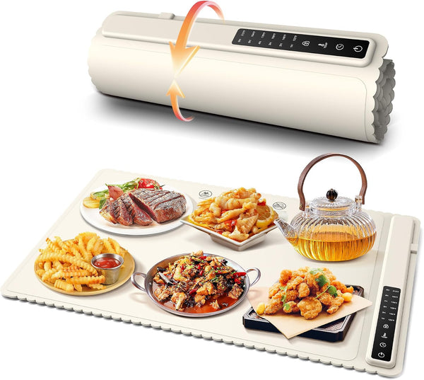 Generic Food Warming Mat 24"x15", Fast 10s Full-Surface Heating, 6 Temperature Settings, 6-Hr