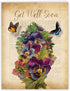 The Best Card Company Big Floral Get Well Soon Card, 8.5 x 11 Inch, Flowers, Feel Better Greeting, Fluttering Words
