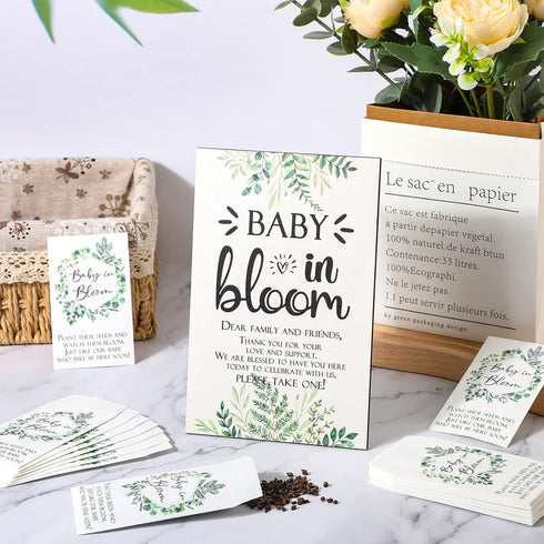 Maitys Baby Shower Party Seed Packets Favors 100 Pcs Baby in Bloom Sign Self Adhesive Envelopes Baby Shower Decor
