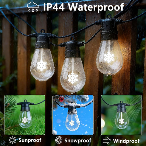 50FT 16Pcs S14 Bulb(1 Spare),4 Bulb LED Outdoor String Lights, Patio Lights with Shatterproof Lighting Mode