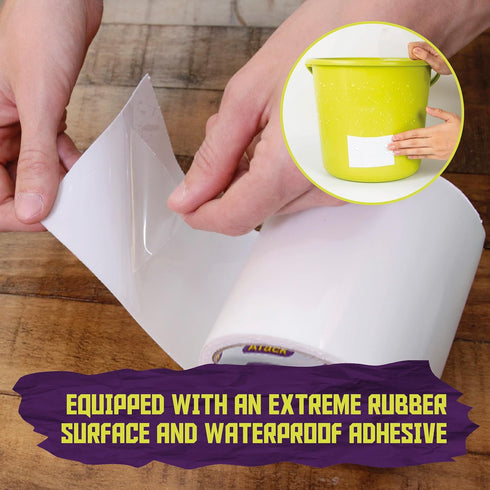 ATack Waterproof Patch and Seal Tape, White, 4 Inches x 10 Feet, Water Barrier Tape for Leak Repair