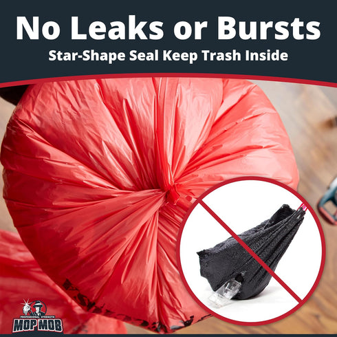 100 10 24" No Leak, Hospital Grade Biohazard Waste Bags Pk. Gallon, Red Trash Liner With Hazard Symbol For Infectious