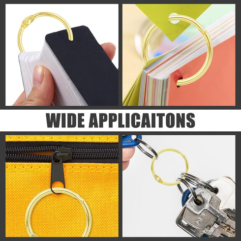 Semrien 120 (1/2", 3/4", 1", 1-1/4", 1-1/2", 2"), Pcs Binder Rings Assorted Sizes Loose Leaf Binder Book Rings, Metal