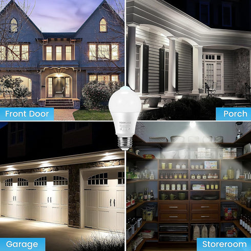 Motion Sensor Light Bulbs, 13W (100W Equivalent), 5000K Daylight, Dusk to Dawn Security LED Bulb, 4 Pack