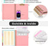 Ospelelf Pink Foldable Spiral Clipboard Folio with 39 Stickers, 5 Plastic Folders, 10 Pockets, Zipper Pouch, Refillable