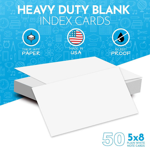 5x8 50 Pack Home Advantage Blank Index Cards - Our of Plain Index Cards Use Heavy Duty Cardstock to Make Them Bleed