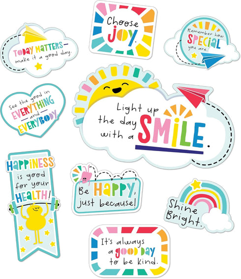Carson Dellosa Happy Place 15 pc Bundle Motivational Bulletin Board Set, Rainbow Decorations and Positive Affirmations
