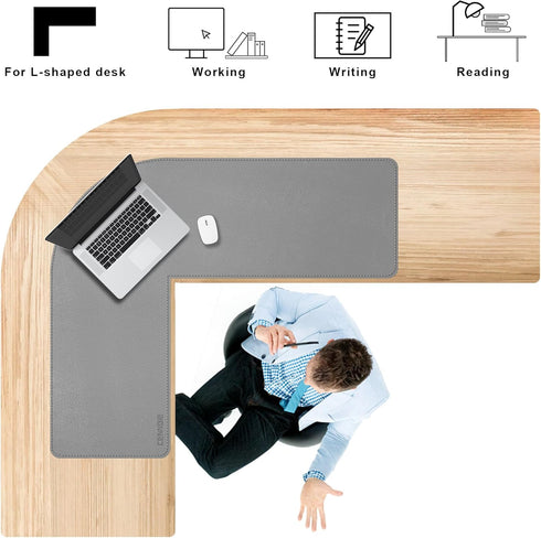 Pad,35.5x43.3x13 inches CENNBIE Dual Sided L Shaped Desk Corner Leather Desk Pad,l Shaped Desk Gaming mat,Waterproof l
