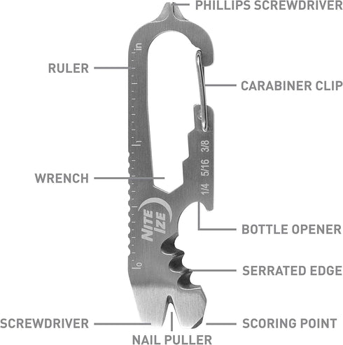 Nite Ize KMTSE-11-R3 DoohicKey Keychain Multi Tool, 1 Count - Stainless Steel Keychain Tool