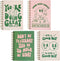 Pink Green Aesthetic Hardcover Notebooks, A5 size 5.8 x 8.3 inch, 4 Pack, Cute Spiral Journal for School, Retro