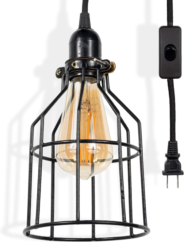 Rustic State Decorative Metal Cage Pendant Lamp with 15 Feet Toggle Switch