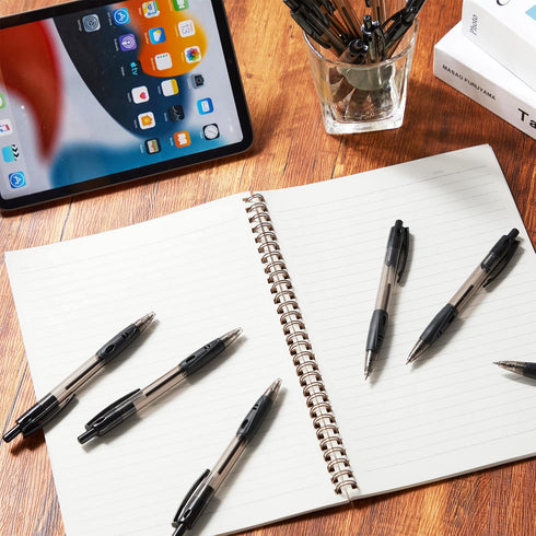 Nuanchu 200 Pcs Retractable Ballpoint Pen, Medium Point 1.0mm Black Gel Pens for Office University College Use