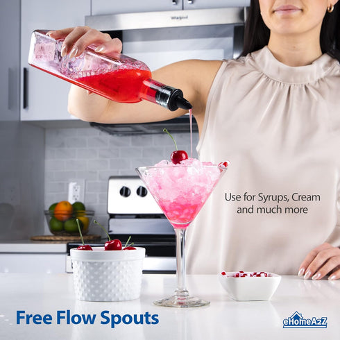 EHOMEA2Z Shaved Ice Pourers 12 Pack, Ideal for Snow Cone Syrup Bottles, Shaved Ice Syrups, Free Flow Pourers (Black)