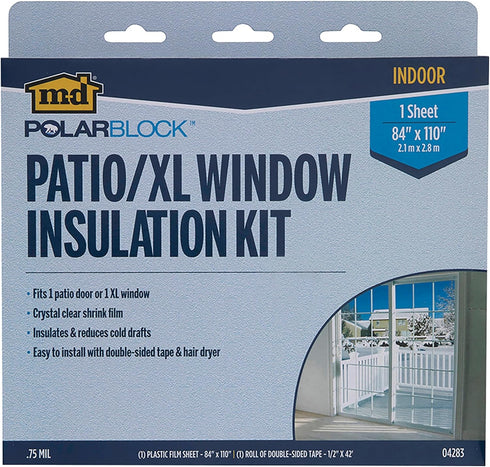 04283 84 110 M-D Building Products in. x in. Polar Block Clear Plastic Large Patio Window Insulation Kit