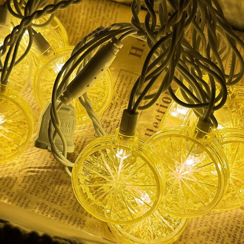 8.5FT 3D 10 Lemon LED String Lights, Lemon Kitchen Decor with Lemon Lights, Plug in Lemon String Lights for Birthday