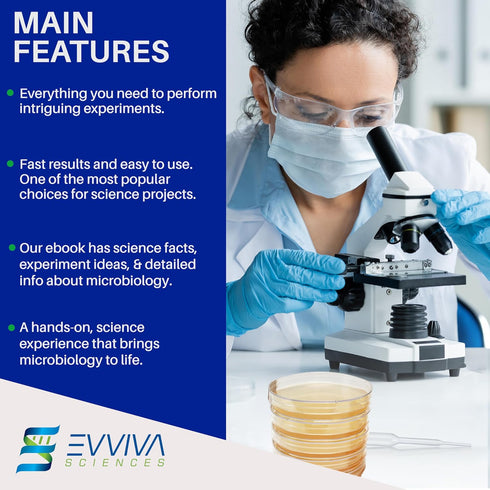 Evviva Sciences Nutrient Agar Petri Dishes Science Project Kit, Pre-Poured Agar Plates for Science Experiments
