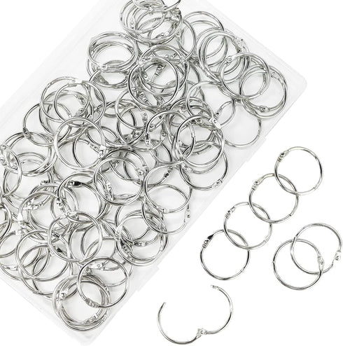 Loose Leaf Binder Rings, 1-Inch (100 Pack), Office Metal Book Rings for School, Nickel Plated Steel