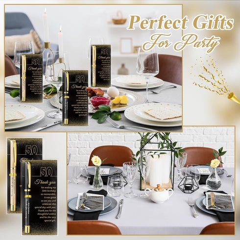 Feifeiya 30 Set 50th Birthday Party Favor for Guest Anniversary Party Favor with Black and Gold Ballpoint Pens