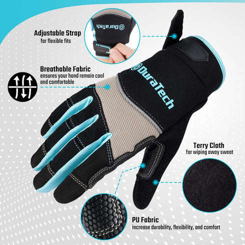 DURATECH Safety Work Gloves, Utility Mechanic Gloves, Touch Screen, Large (1 Pair) for Home Improvement and Construction Work
