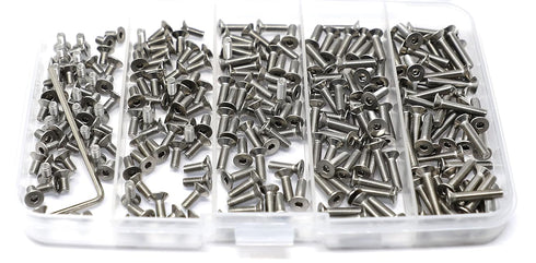iexcell 250 Pcs M3 x 6/8/10/12/16 Stainless Steel 304 Hex Socket Flat Head Cap Screws Assortment Kit