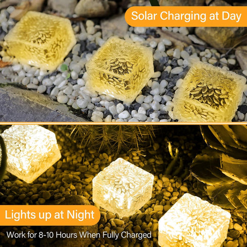 (3 Packs) JKIMK Solar Brick Lights - Outdoor Waterproof Patio & Garden Decor for Patio, Yard, Walkway, Pathway