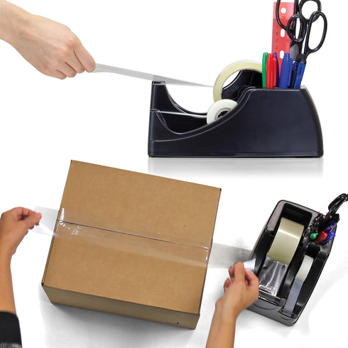 Officemate Heavy Duty Weighted 2-in-1 Tape Dispenser, Recycled, Black (96660)