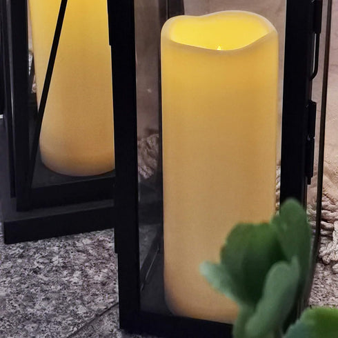 2 Pack Outdoor Waterproof Flameless LED Pillar Candles, 3"x8" Battery Operated Plastic Decorative Electric Candle