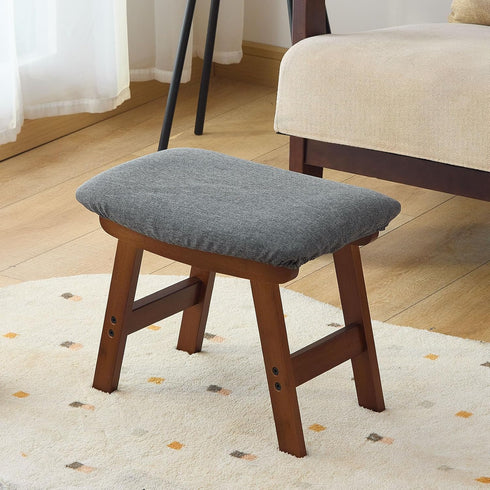 Wieghda Foot Stool,Under Desk Foot Rest Ottoman, Washable Stool for Office, Living Room, Bedroom (Brown Legs-Grey Stool