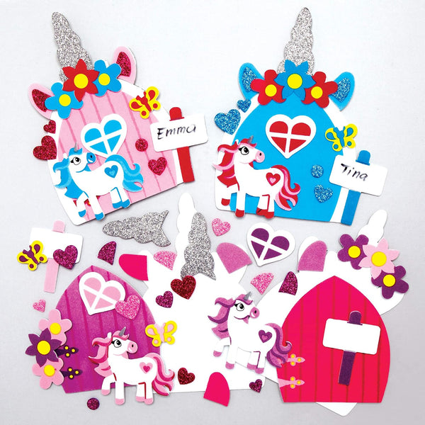 Baker Ross AX667 Unicorn Fairy Door Kits - Pack of 4, Creative