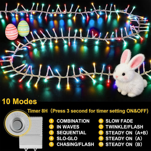 46ft 500 16 LAMPHOME LED Easter String Lights Plug in, Pastel Twinkle Fairy Lights, Modes Waterproof Easter Outdoor