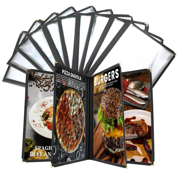 IVWNNN 8.5 x 11 Inch Menu Covers 10 Pack Double Stitched Menu Sleeves