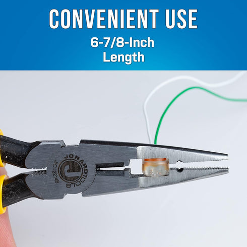 Jonard JIC-22148 Combo Crimper Long Nose Plier, Yellow Plastic Handle, 6-7/8" Length