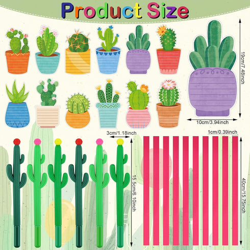 Cactus Sticky Notes with Cactus Pen, Cute Notepads Set, Fun Cactus Gifts, Self Adhesive Note Pads for School Supply