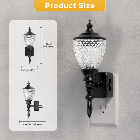 Sensor,3000K L LOHAS LED Night Lights Plug into Wall,Vintage Night Light with Dusk to Dawn Soft White,Brightness