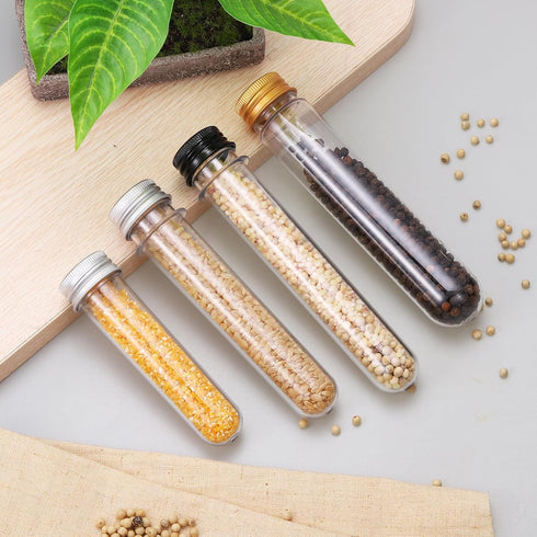 PATIKIL 30ml Plastic Test Tubes with Screw Caps, 24Pcs for Scientific Party Decoration, Gold Tone