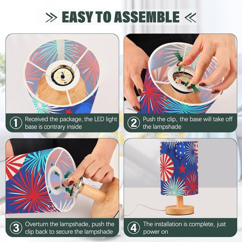 Yuiboo Vintage USA Flag Table Lamp for Small Spaces - Night Light