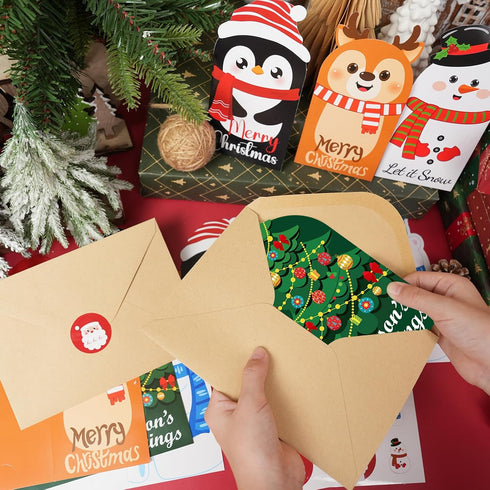 Sereliy 24 Sets Holiday Christmas Card Holder With Envelopes and Stickers - Gift Card Holder for Cash, Cute Shape