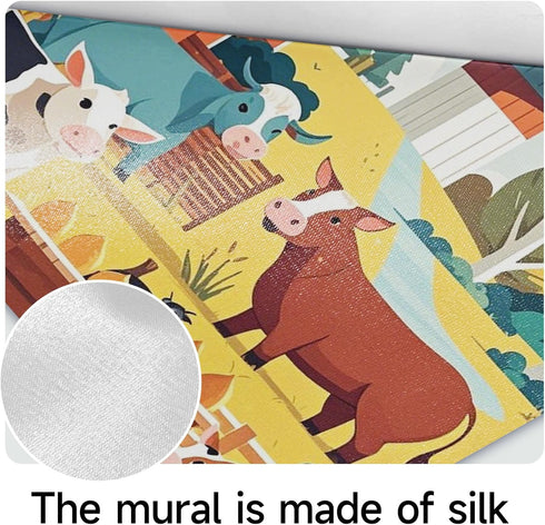 MazoAzuria Farm Animal Wall Mural, Dairy Cow Wallpaper for Bedroom, Farmhouse Mural for Living Room Dining Room Home