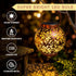 2 Pack JOIEDOMI Outdoor Solar Hanging Lantern Lights, Waterproof Tabletop with Handle, LED Moroccan Lanterns, Metal