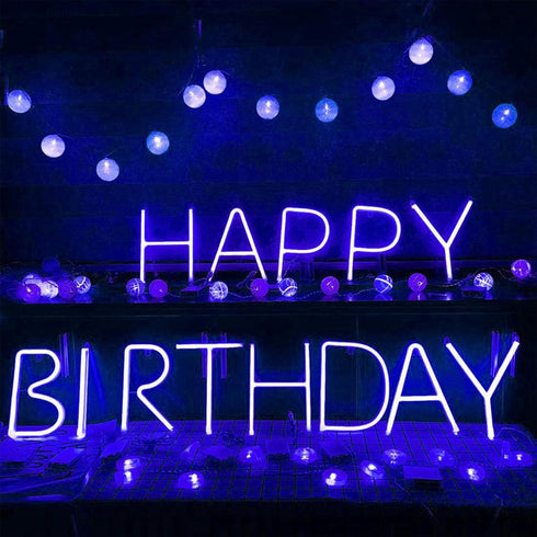 ENUOLI LED Blue Neon Letter Signs Night Light Battery or USB Operated LED Marquee Letters Neon Art Decorative Lights